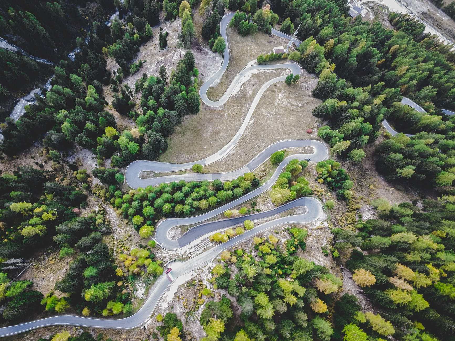 aerial view of mountain road
